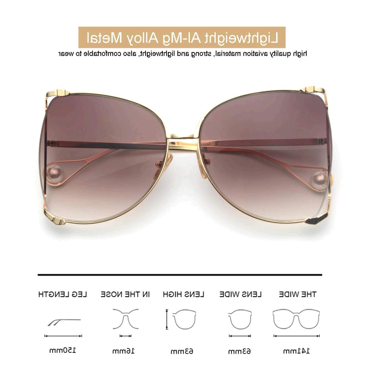 FAGUMA Oversized Sunglasses For Women Semi Rimless Brand, Brown, Size