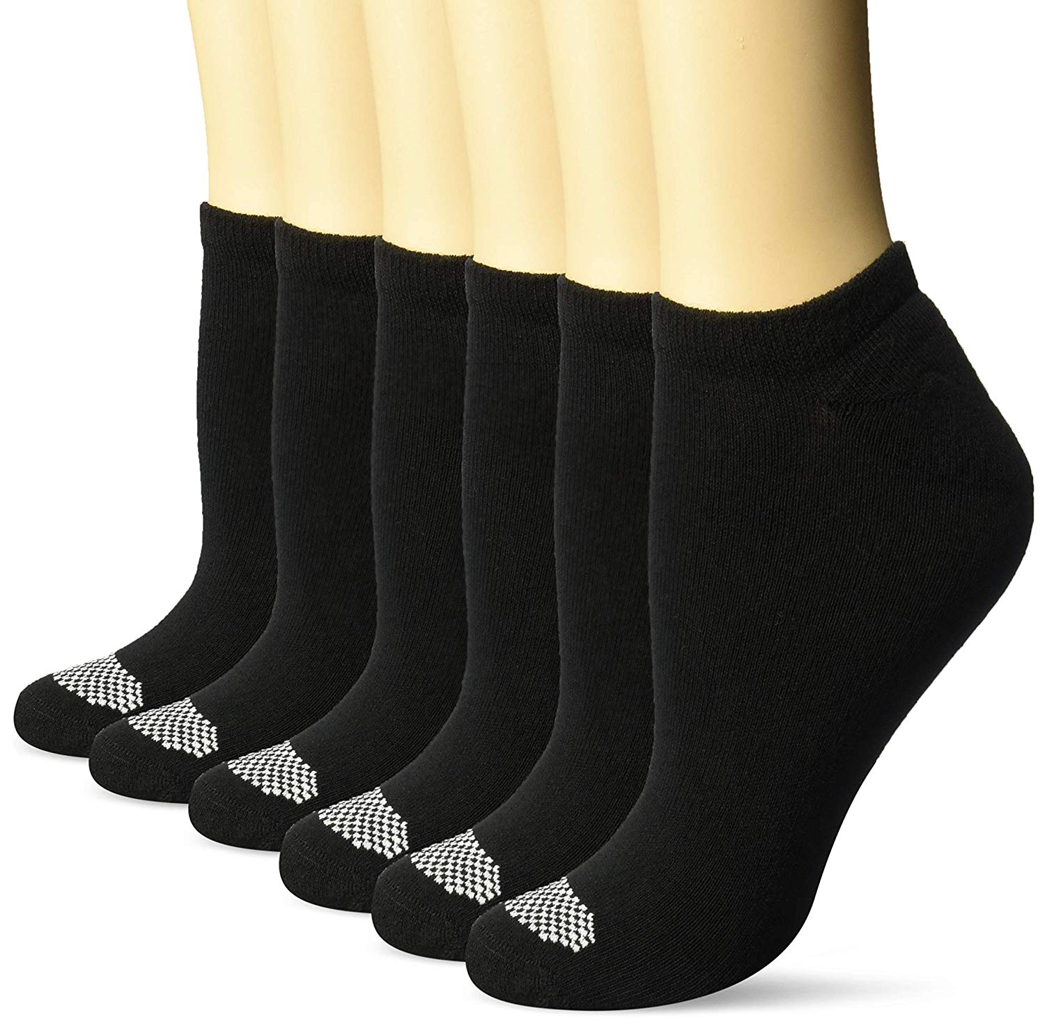 Hanes Women's No Show Socks Extended Size,, Black/W/White Vent, Size 8. ...