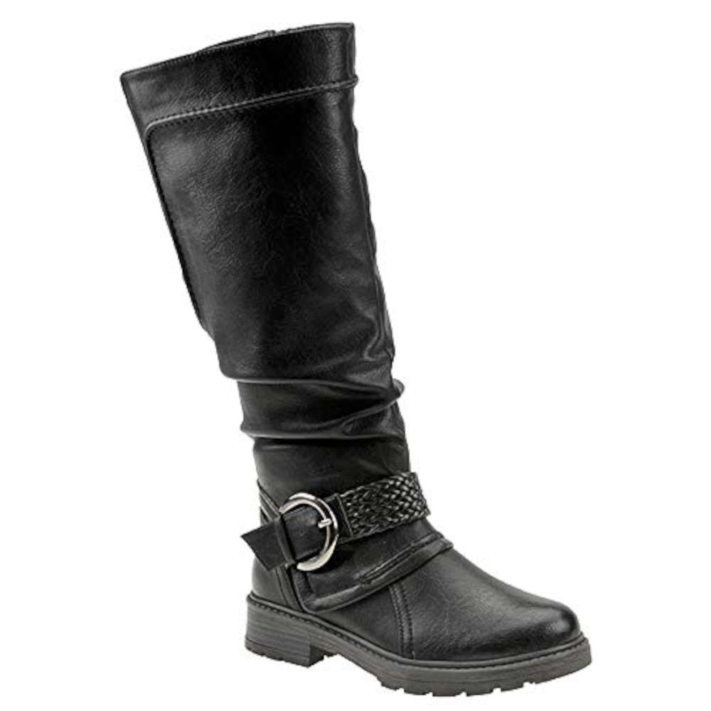 Wanderlust Womens Steffi Closed Toe Knee High Fashion Boots, Black