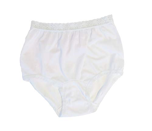 Carole Women's Nylon Lace Trim Panties Full Cut Briefs - Pack, White ...