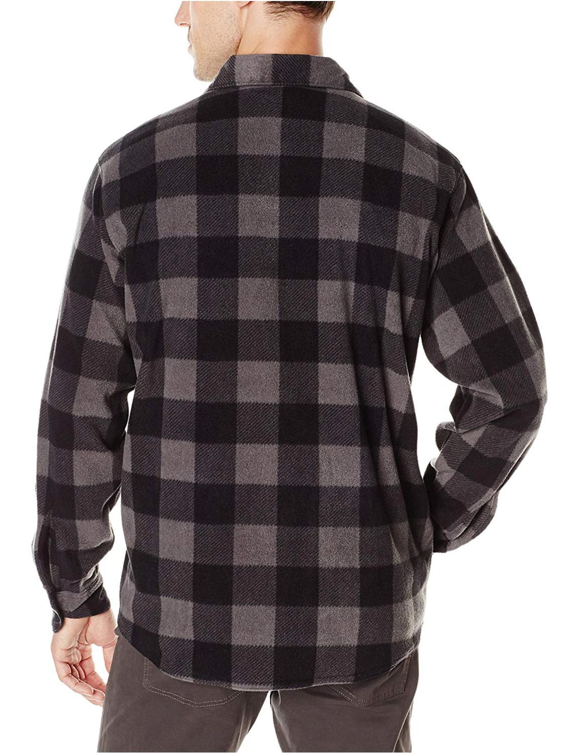 Wrangler Authentics Men's Long Sleeve Plaid Fleece Shirt,, Grey, Size ...