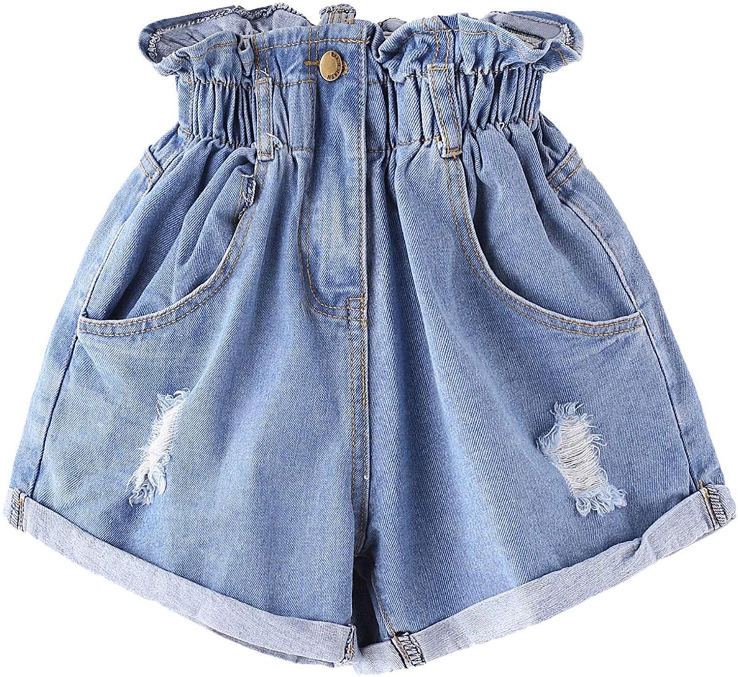 Milumia Women's Casual High Waisted Hemming Denim Jean Shorts, Blue, Size Small | eBay