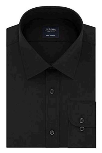 Arrow 1851 Men's Regular Fit Dress Shirt Poplin, deep, Deep Black, Size ...