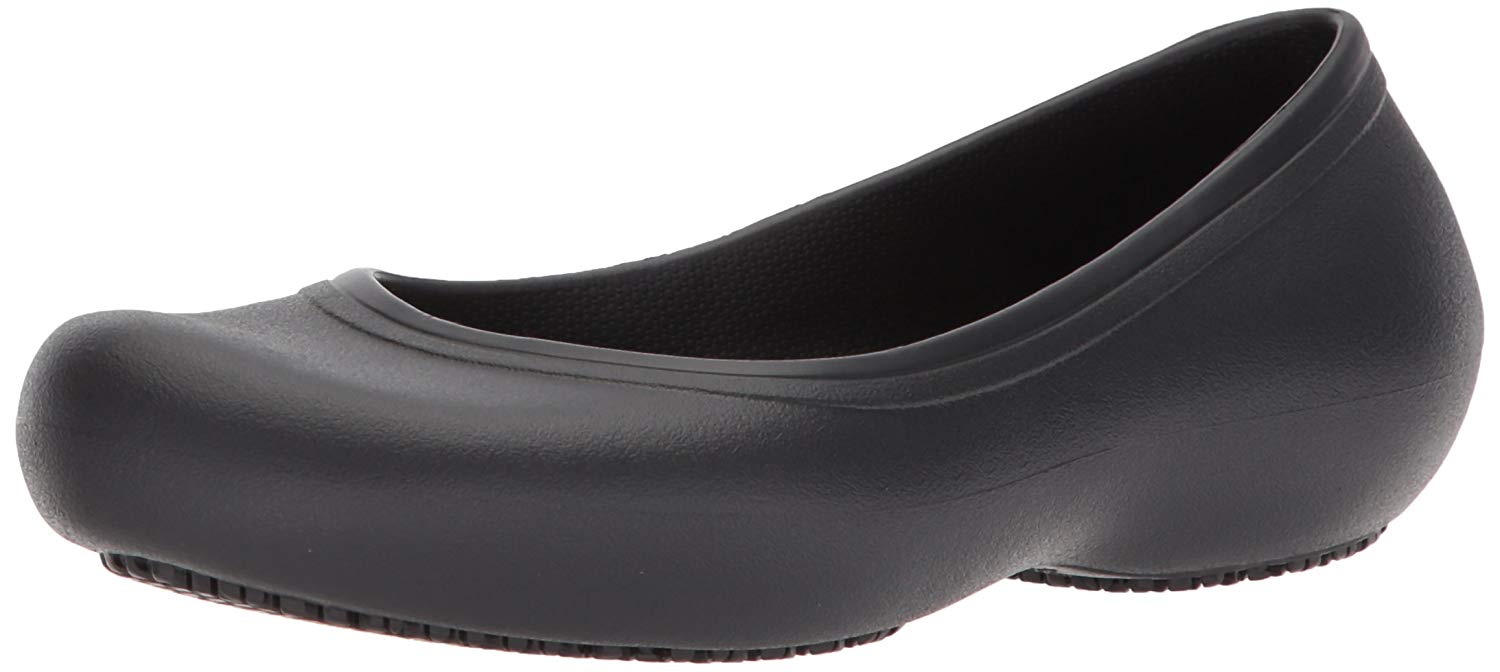 Crocs Women's Crocs at Work Slip Resistant Flat, Great, Black, Size 9.0 ...