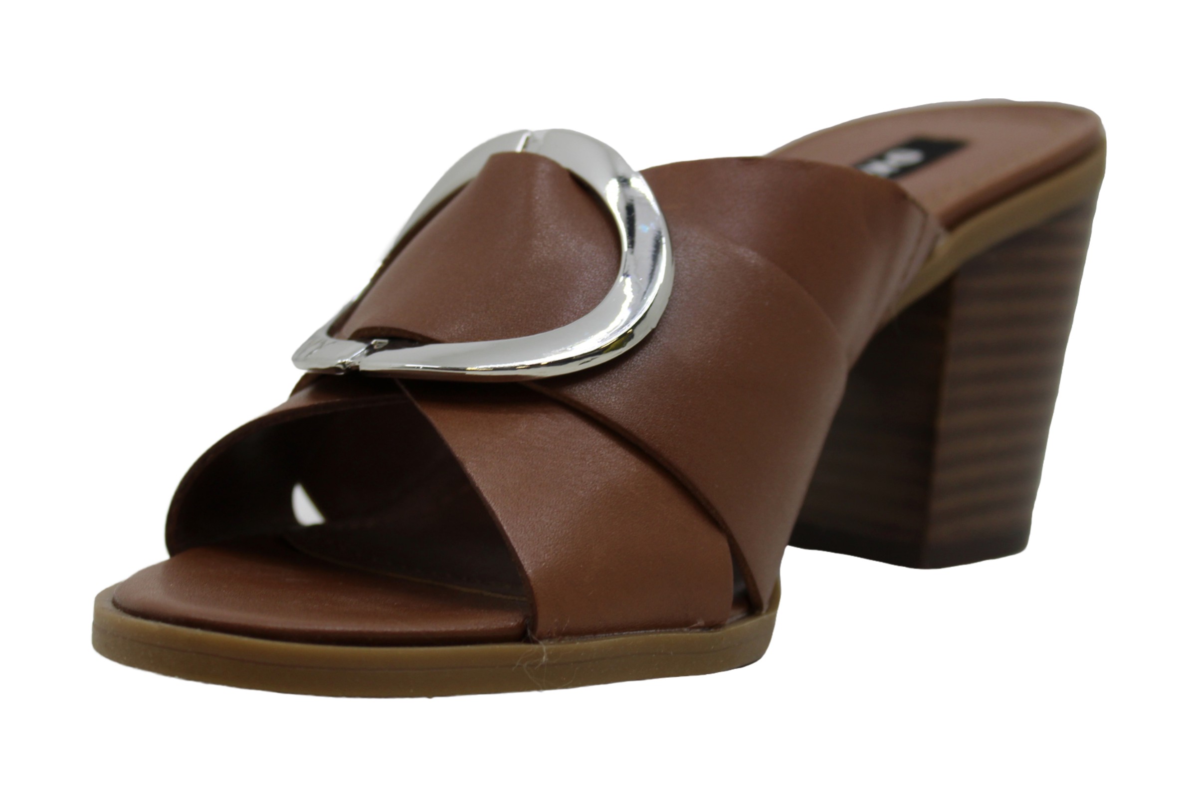 brown open toe mules