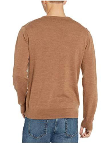 Goodthreads Men's Merino Wool V-Neck Sweater, Camel, Small ...