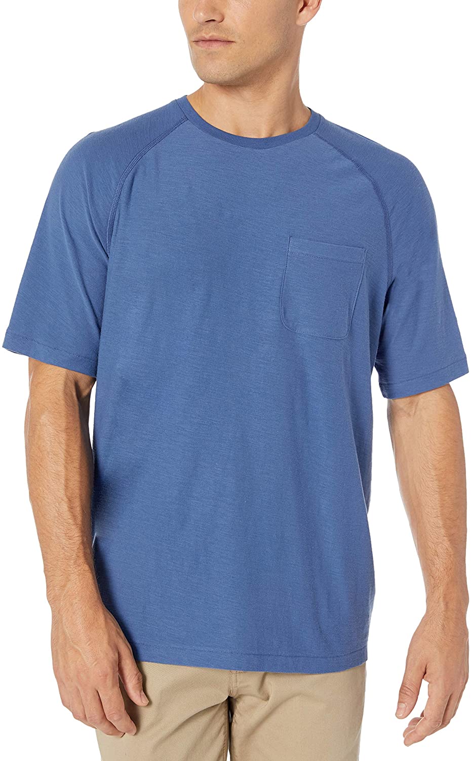Essentials Men's Regular-fit Slub Raglan Crew T-Shirt, Blue, Size X ...