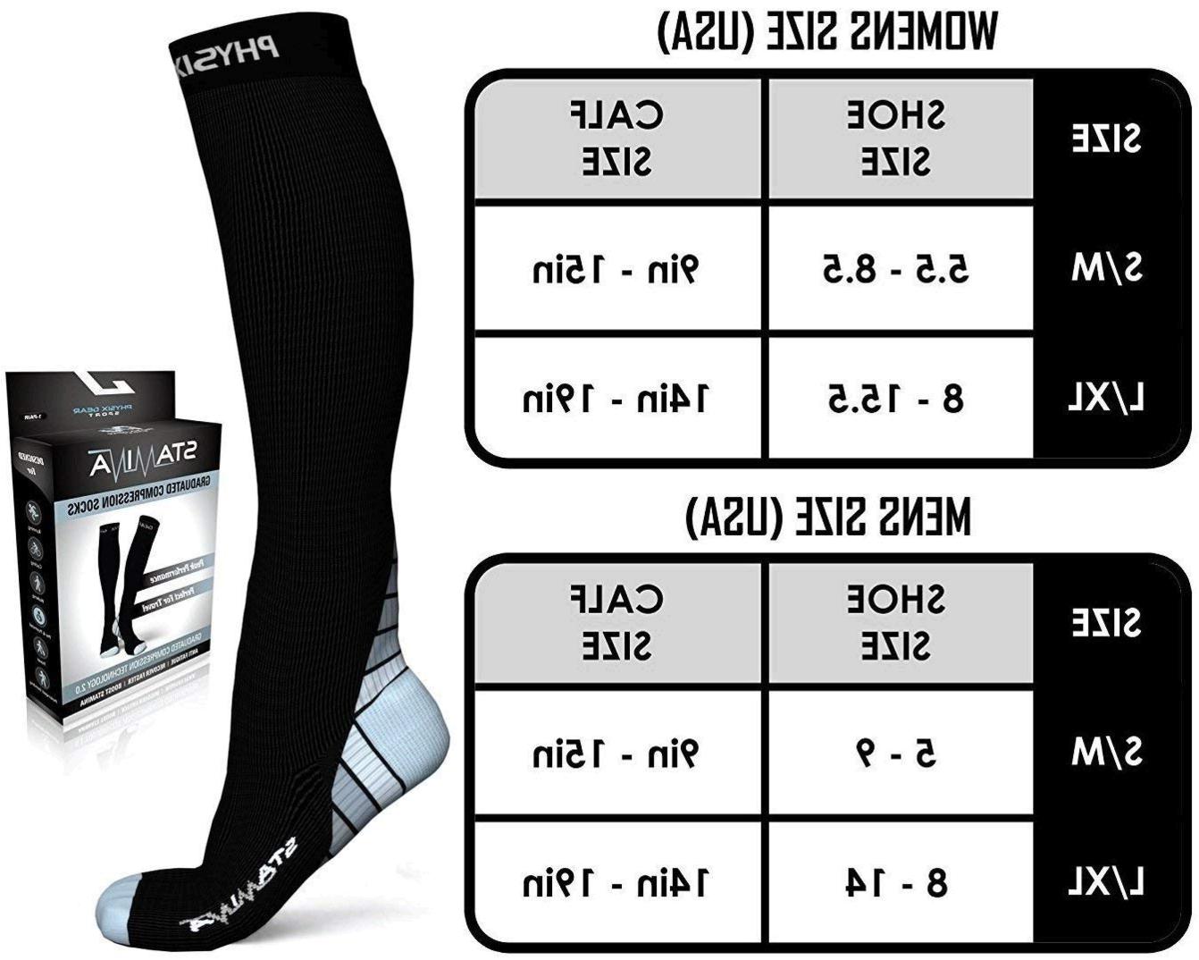 Physix Gear Compression Socks for Men & Women 20-30 mmhg, Best, Black ...