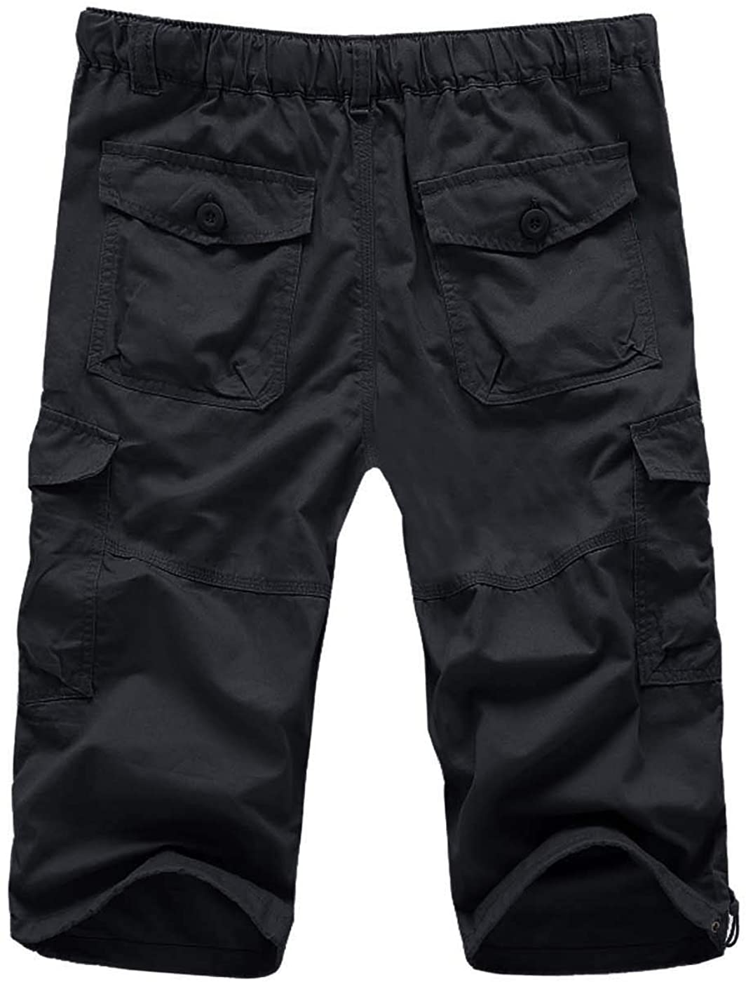 CRYSULLY Men's Casual Cotton 3/4 Pants Elastic Waistband, 71# Black ...