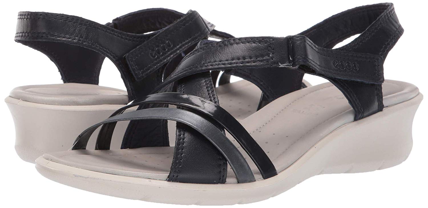 ECCO Womens Felicia Canvas Open Toe Walking Platform Sandals, Black