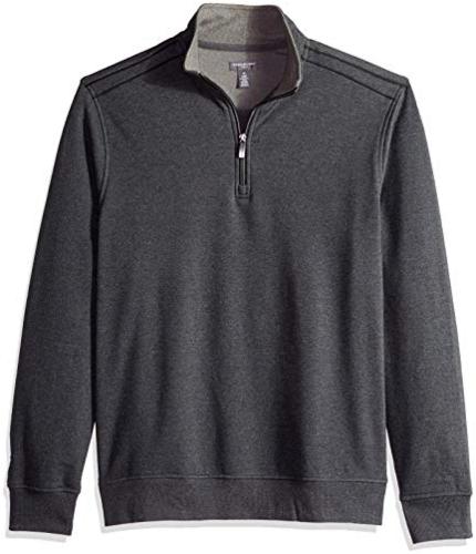 Van Heusen Men's Flex Long Sleeve 1/4 Zip Soft Sweater, Black 1, Size ...