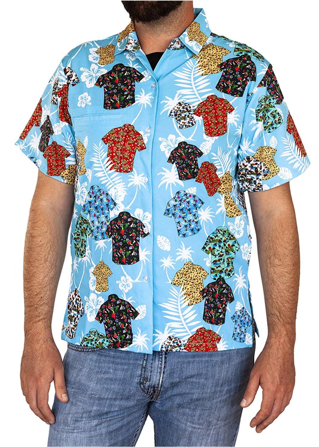 Funny Guy Mugs Men's Shirts On Shirt Hawaiian Print, Shirts on Shirt