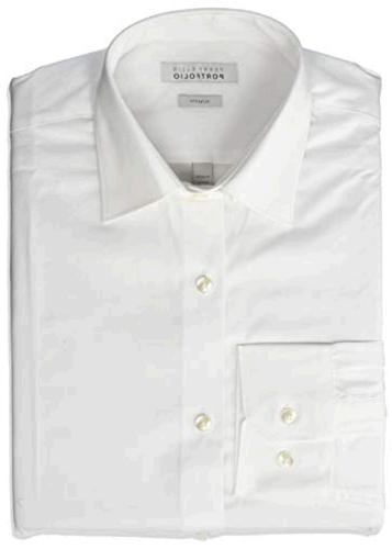 Perry Ellis Men's Slim Fit Wrinkle Free Dress Shirt,, Basic White, Size ...