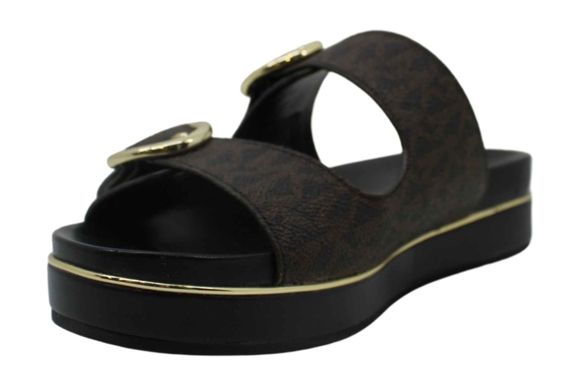 Michael Michael Kors Womens Leather Open Toe Casual Slide, Brown, Size