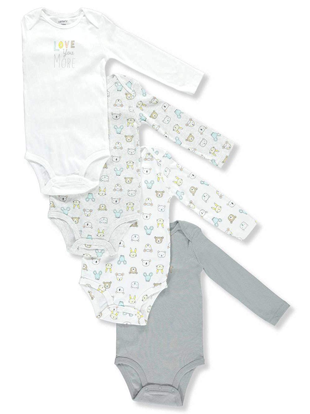 Carter's Baby Boys' 4Pack LongSleeve Original Bodysuits, Ivory/Grey, Size 12.0 eBay
