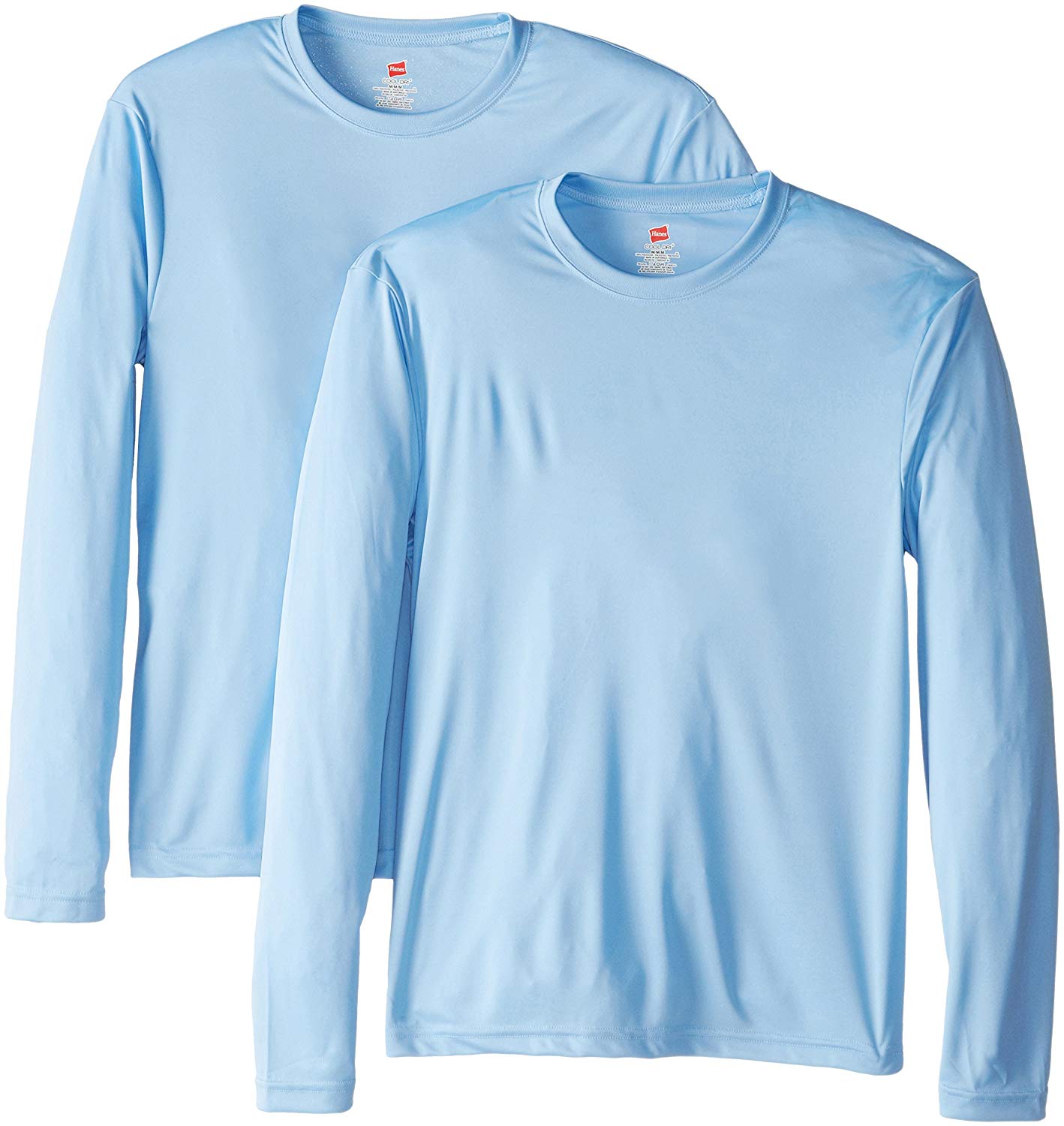 Hanes Men's Long Sleeve Cool Dri T-Shirt UPF 50-, Medium,, Light Blue
