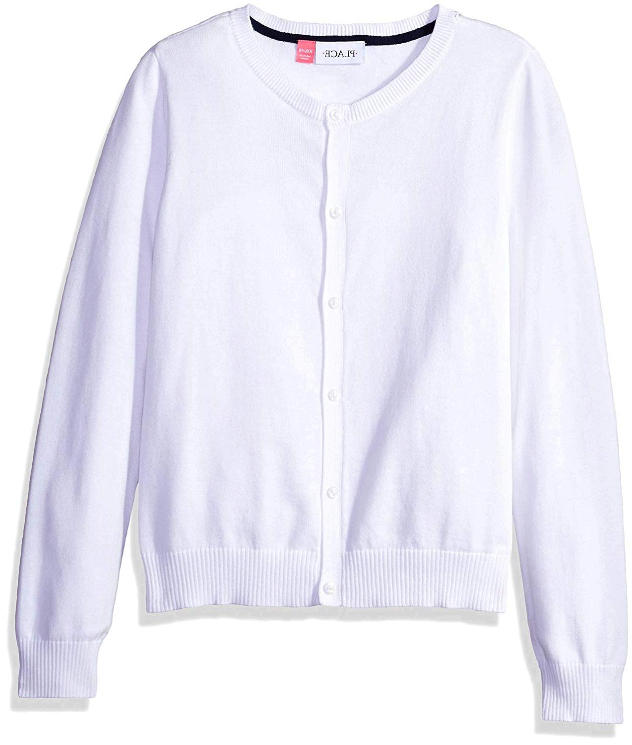 The Children's Place Big Girls' Uniform Cardigan Sweater,, White 44422