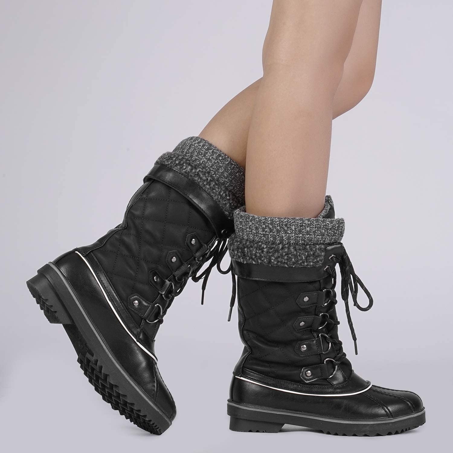 Dream Pairs Womens Mid Calf Winter Snow Boots Black 02 Size 90 Nx92 Ebay 