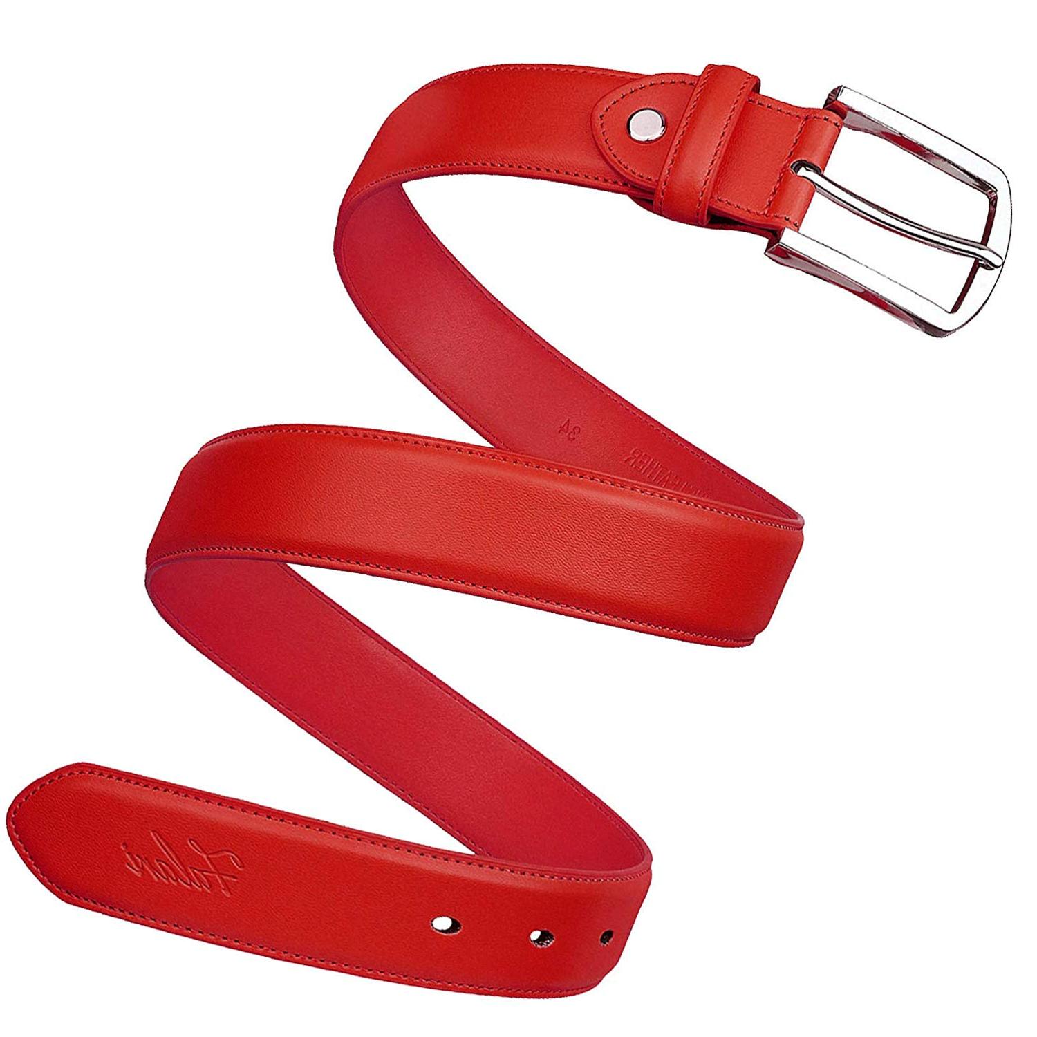 Falari Men Genuine Leather Casual Dress Belt With, Red, Size 36 (waist 34) 0V9y | eBay