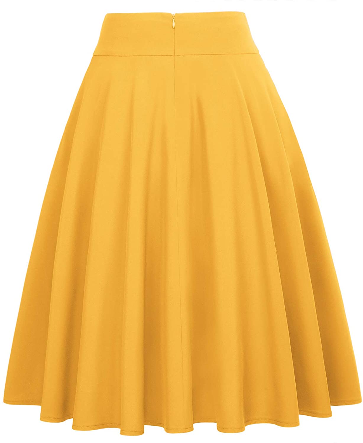 Belle Poque Women's High Waist A-Line Pockets Skirt Skater, Yellow ...