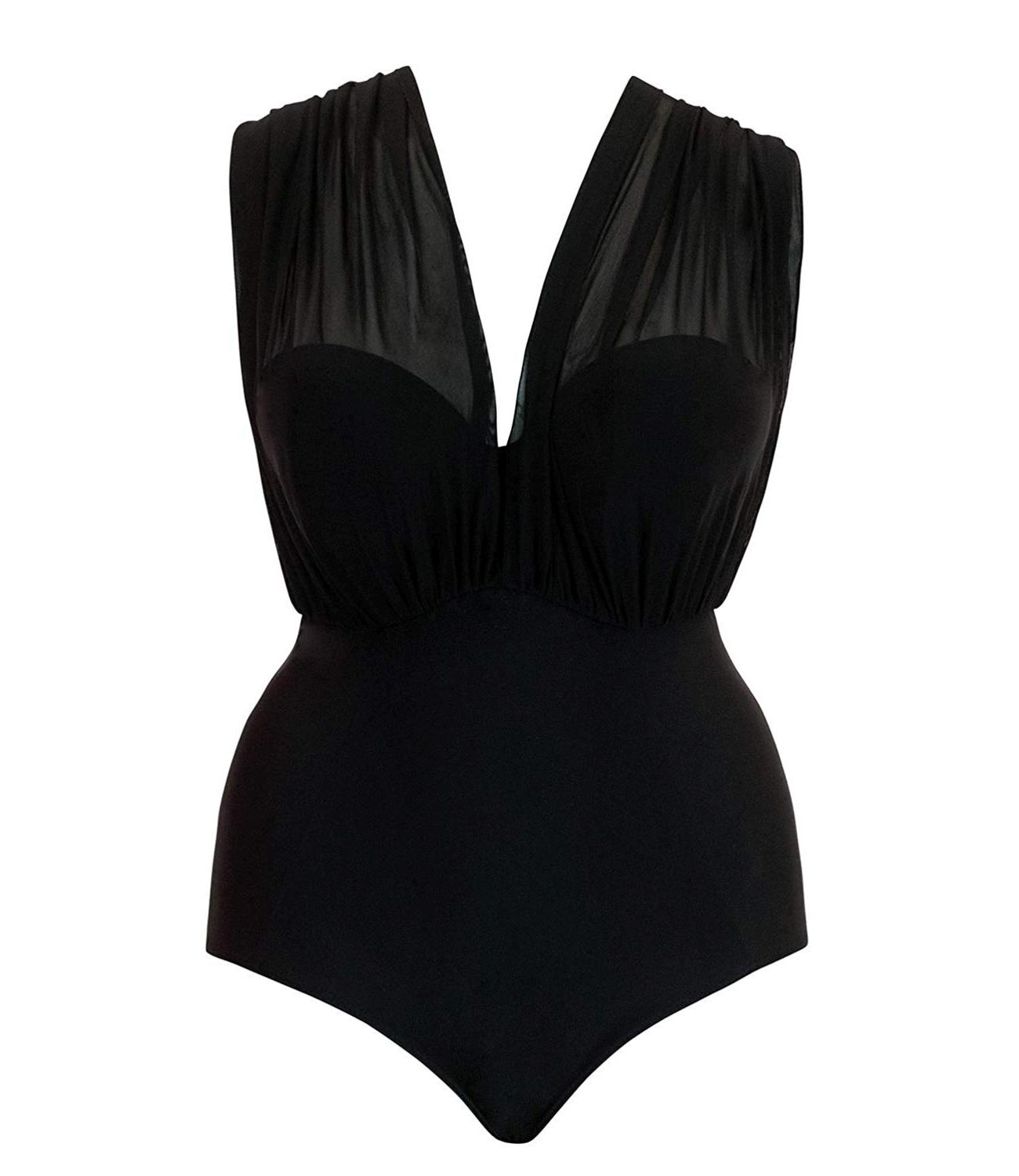 Curvy Kate Women's Wrapsody Bandeau Swimsuit, Black, 38HH, Black, Size ...