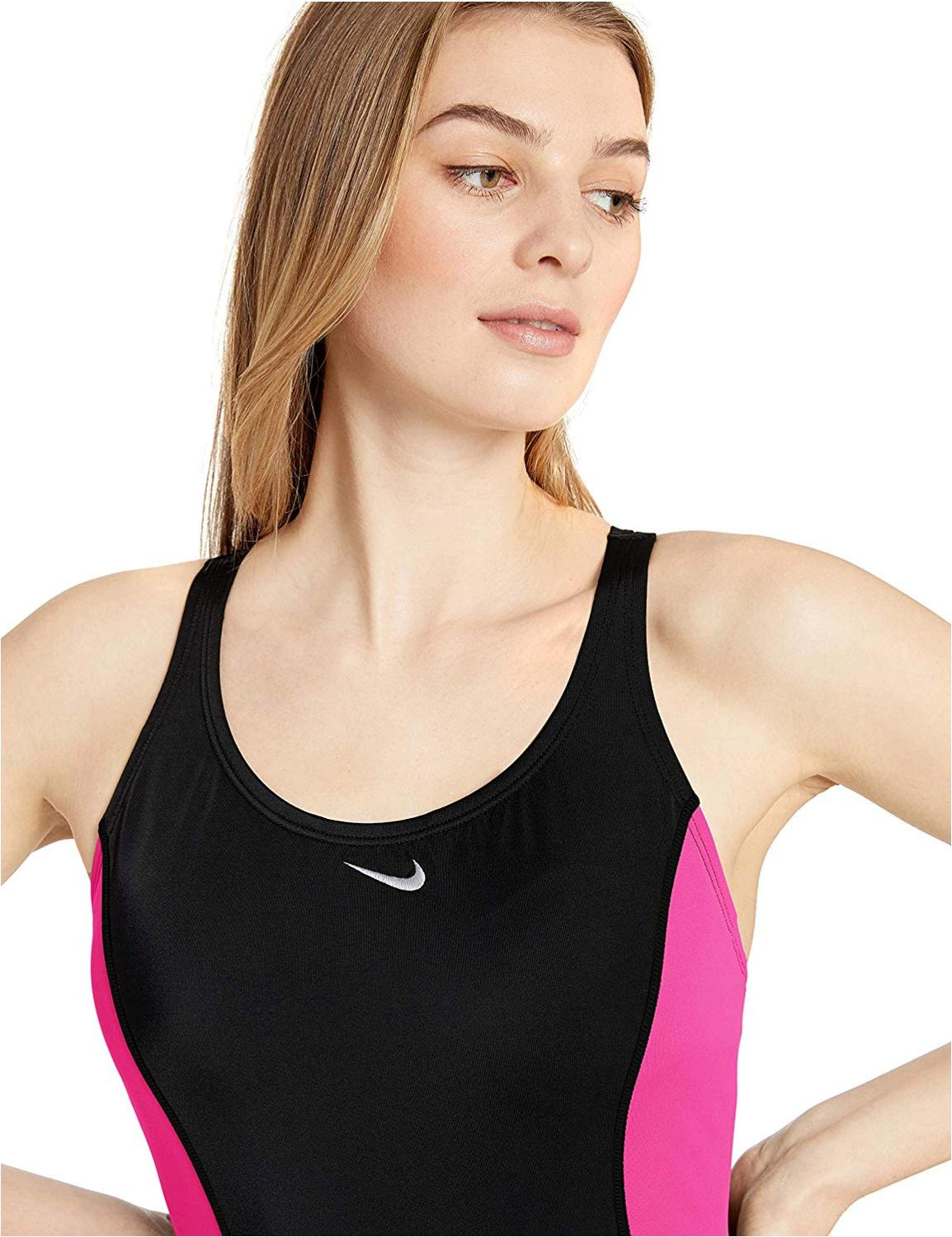 Nike Swim Women's Color Surge Powerback One Piece Swimsuit,, Black ...