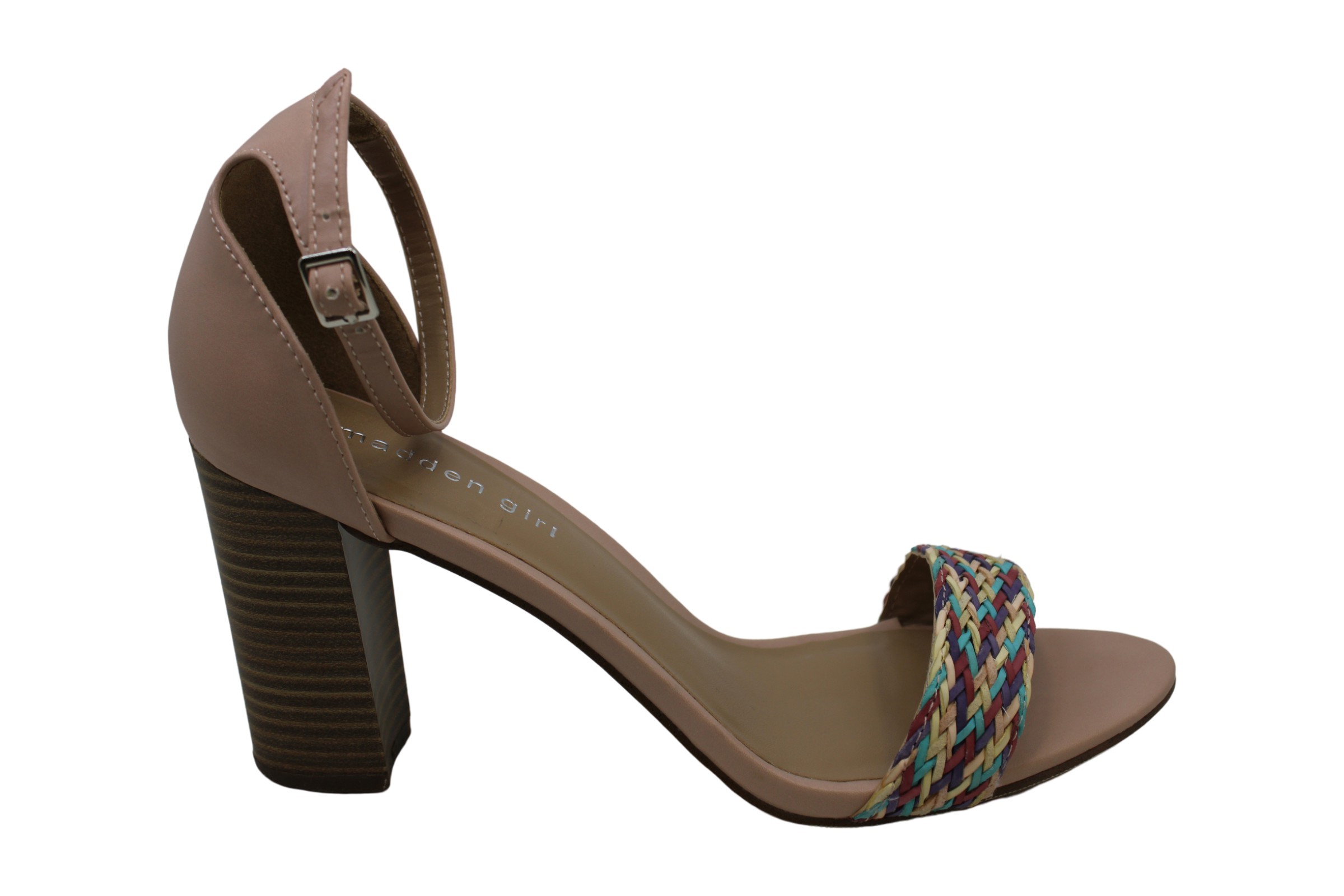 Madden Girl Womens Beella Fabric Open Toe Formal Ankle Natural Multi