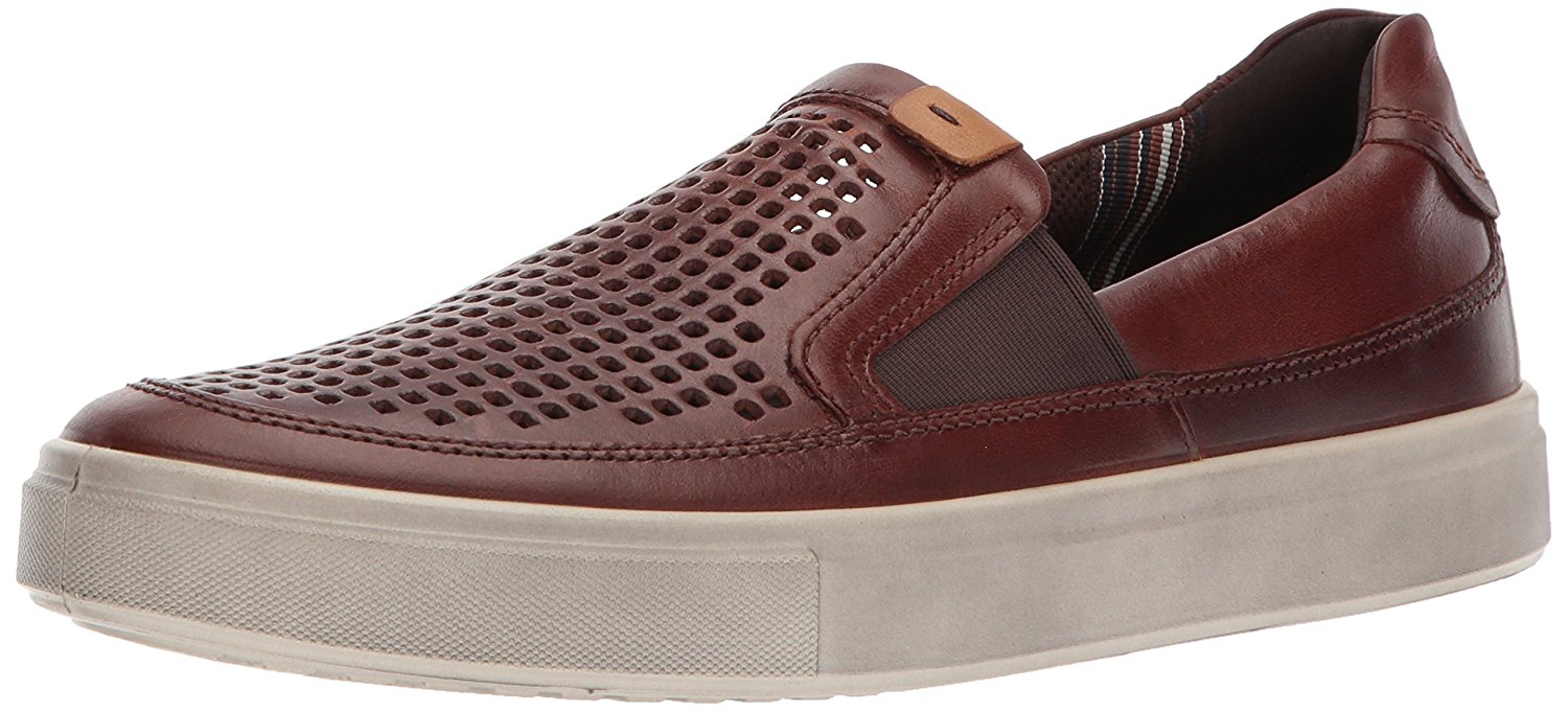 ECCO Mens Kyle Leather Low Top Slip On Fashion Sneakers, Cognac, Size 7 ...
