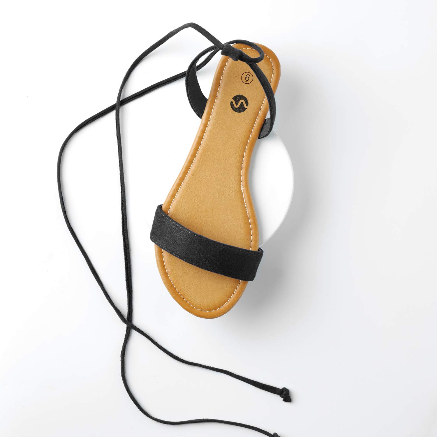 tied up ankle wrap flat sandals